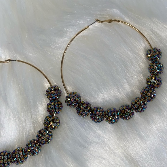 Shambala Oversize Beaded Hoops Earrings - Picture 4 of 5